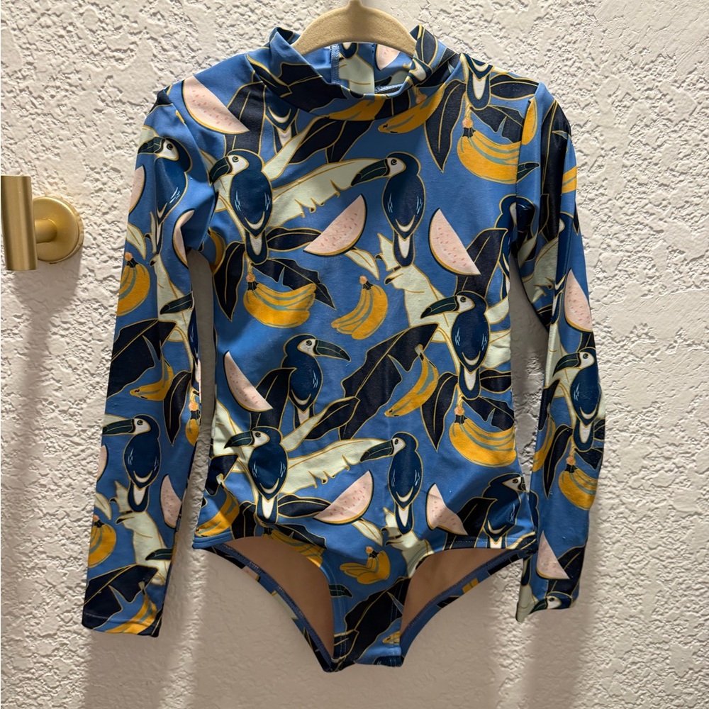 Mott50 Blue Toucan-Print Long Sleeve One-Piece